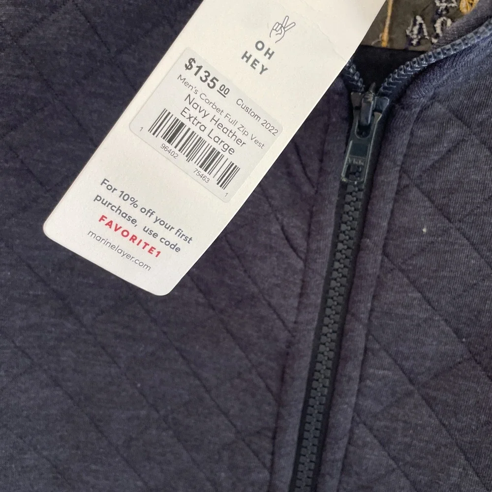 NWT Marine Layer Corbet Vest Mens XLarge Blue‎ Quilted Beach Outdoors Preppy